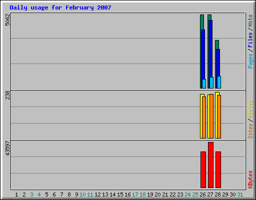 Daily usage for February 2007