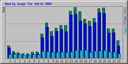 Hourly usage for March 2007